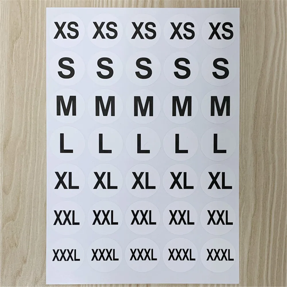 Versatile Round Self-Adhesive Clothing Size Labels (10 Sheets)
