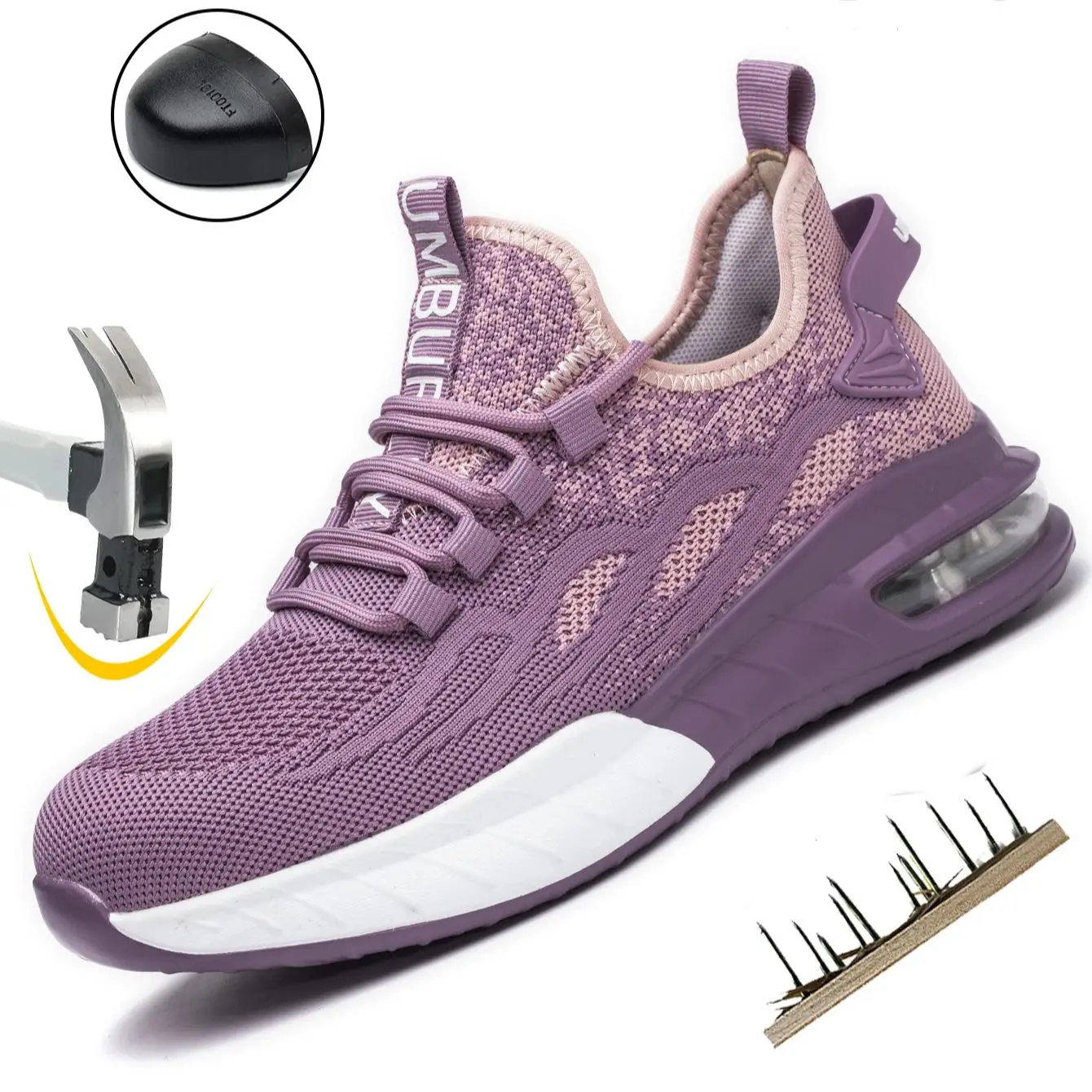 Safety Shoes Women For Work Breathable Steel Toe Puncture Proof Sport Work Sneakers Construction Security Boots