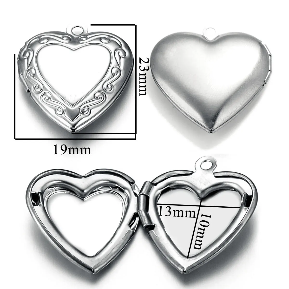 Stainless Steel Love Box Pendant Retro Relief Pattern Pendant DIY Creative Necklace Jewelry Accessory 5