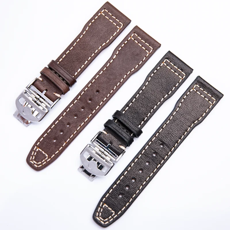 

20mm 21mm Brown Black Watchband Calf Genuine Leather Watch Accessories Fit For IWC Strap Pilot Mark XVIII IW327004 IW377714 Belt