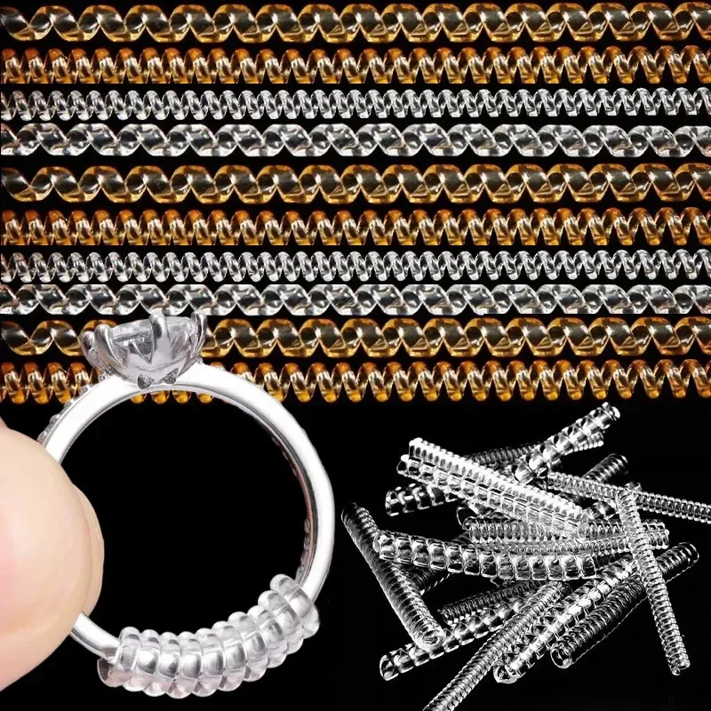 Silicone Ring Size Reducer - Invisible Transparent Tightening Resizer with Spiral Spring Design