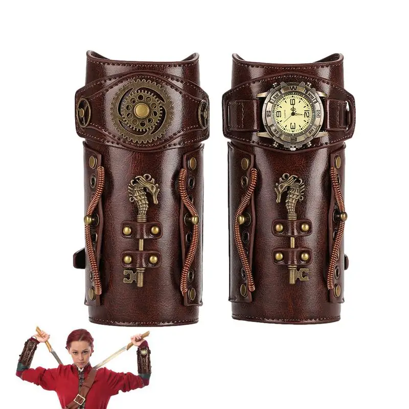 

Leather Armband Wrist Guards PU Leather Arm Guard For Cosplay Sturdy Medieval Bracers Costumes & Accessories