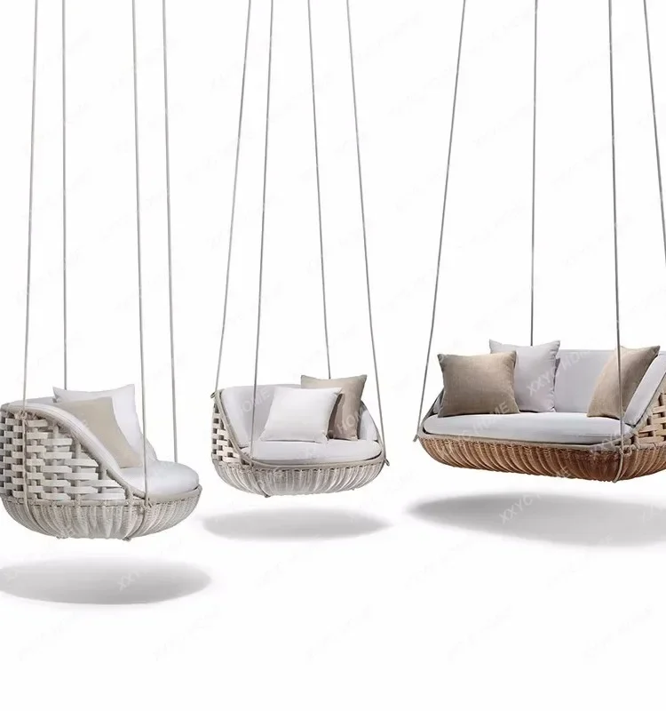 Outdoor Rattan Woven Homestay Hotel Courtyard Balcony Hanging Basket Rocking Chair Bird's Nest Hanging Rattan Chair Sofa