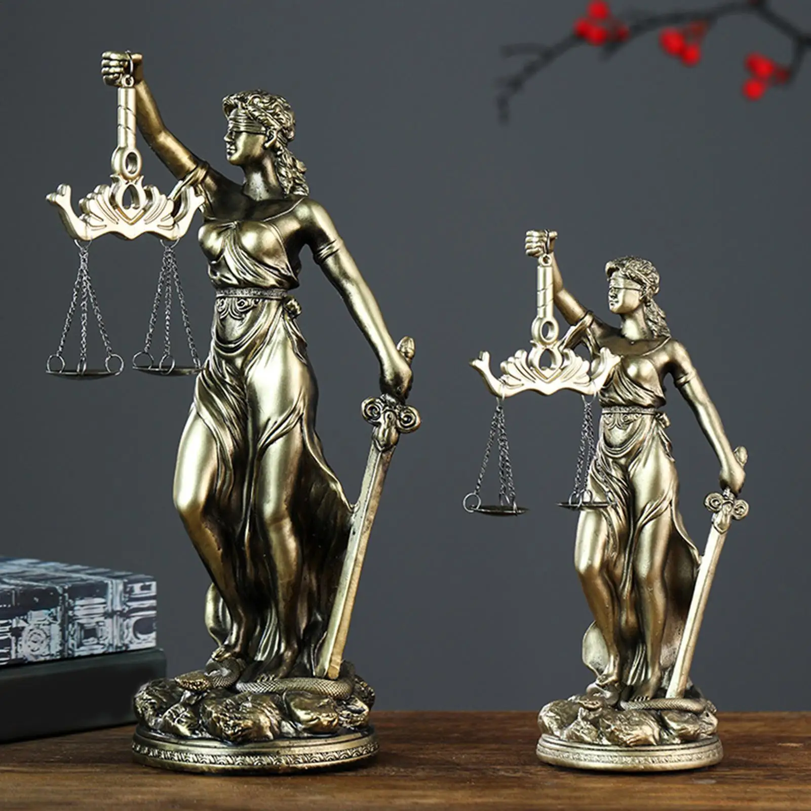 Lady Justice Desk Statue - Hars Sculptuur Ambacht, Desktop Sculptuur Craft - voor verzamelaars Boekenkast Vensterbank Kaptafel Nachtkastje Nachtkastje Nachtkastje Studie Slaapkamer Woonkamer