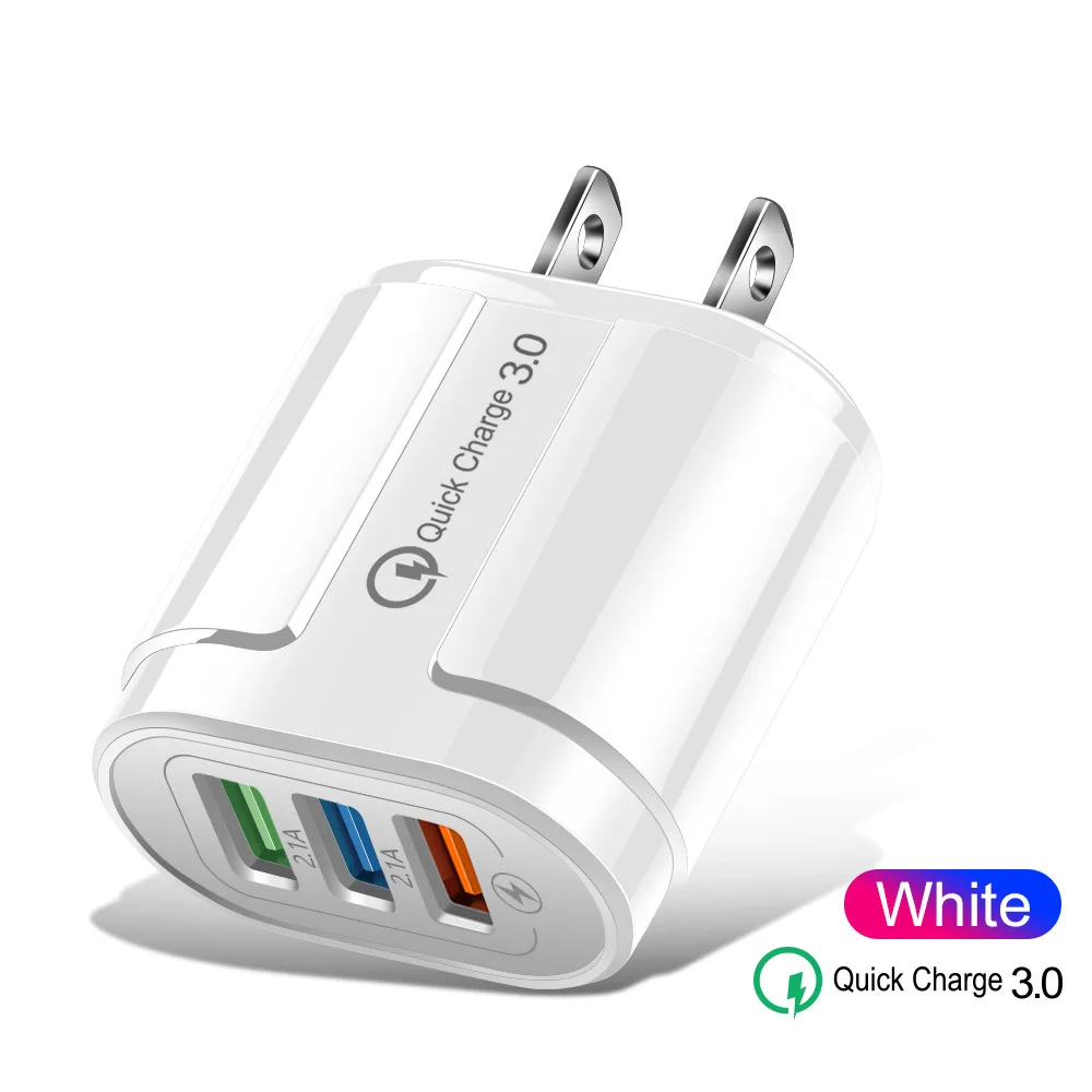 Mobile Phone Charger USB 2A 3 Ports Quick Charge Fast Charging iPhone Samsung Xiaomi Huawei Tablet Wall Adapter