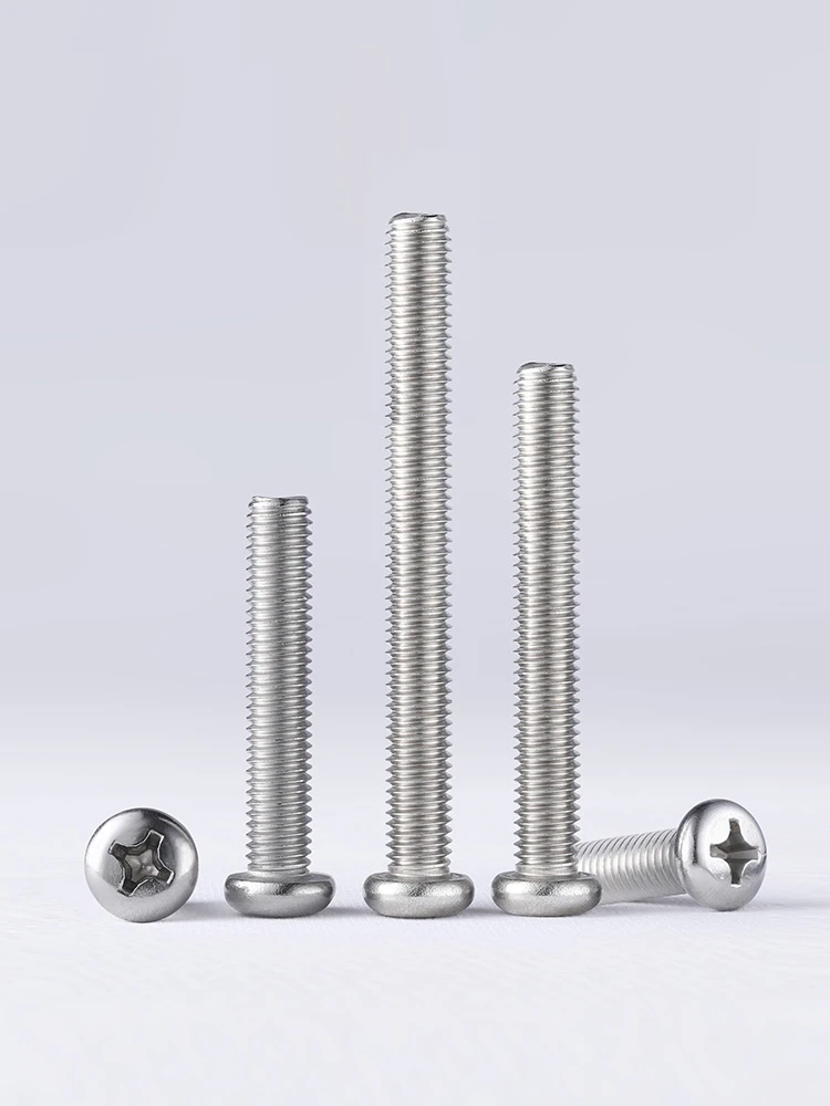 Round Pan Head Screw M3 M3.5 M4 M5 M6 M8 M10 A2-70 304 Stainless Steel Cross Round Phillips Pan Head Screw Bolt Phillips Screws Length 3-100mm