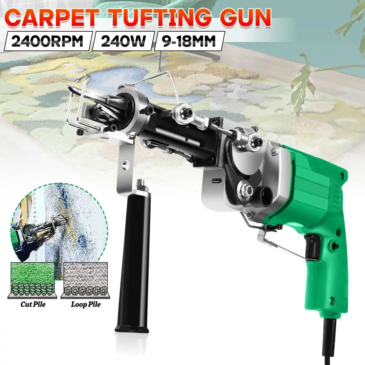 Electric Tufting Gun for Carpet Weaving and Flocking Machine, Fully  Enclosed Cut and Loop Pile, All Inclusive, 2 in 1