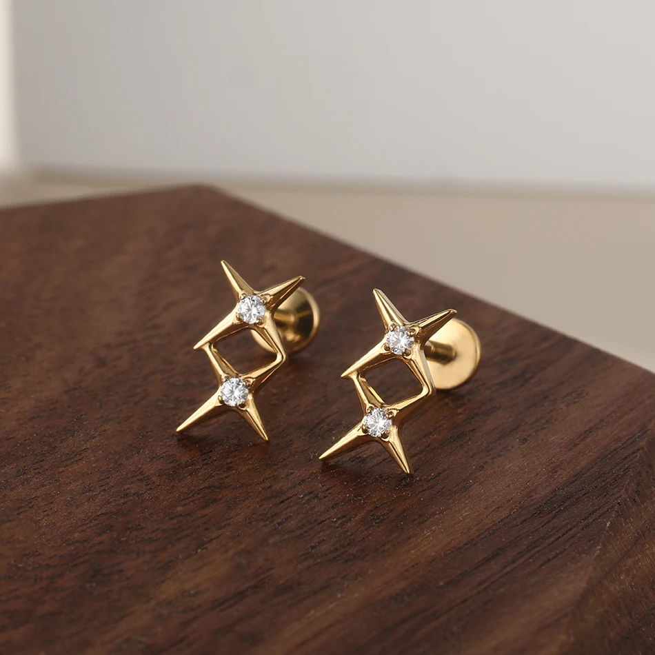 1 Stück/5 Stück Implantat Titan Ohrpiercing Flache Rückseite Ohrstecker Mond Knorpel Ohrring Innengewinde Helix Tragus Frauen Piercing Schmuck – Detail 11