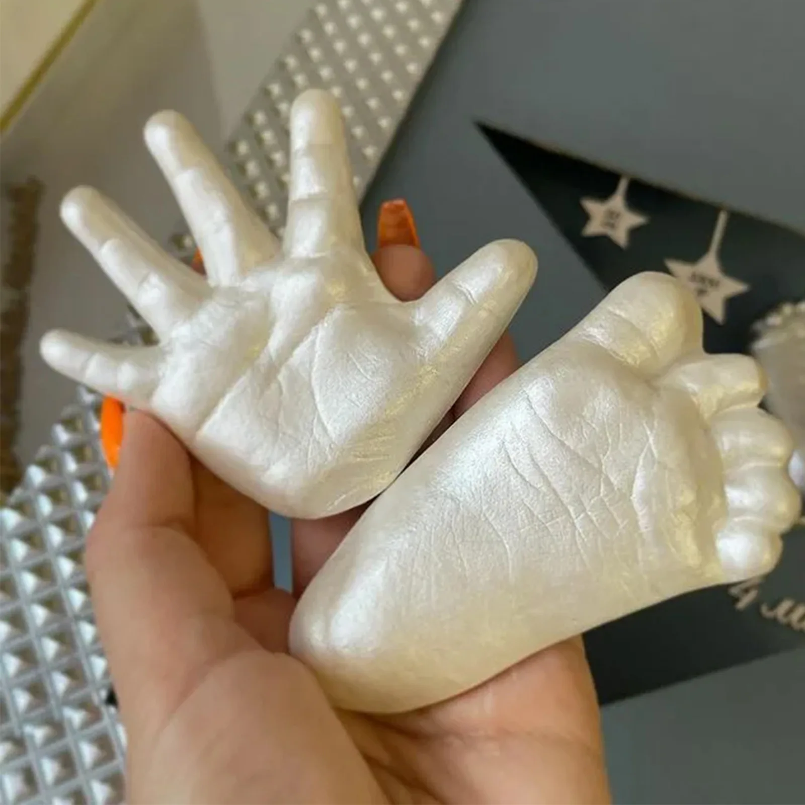 1 Set Baby 3d Hand Foot Print Mold Powder Plaster Casting Kit Handprint  Footprint Keepsake Gift Baby Growth Memorial Manual New