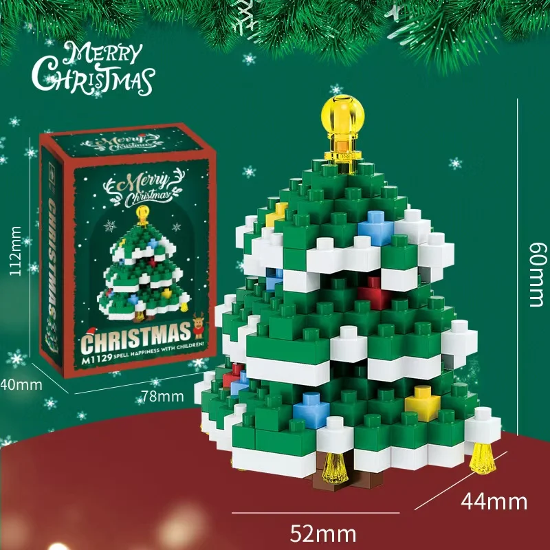 Christmas Gifts Micro Building Block Series Santa Claus Reindeer Puzzle Assembling Bricks Table Decoration Toys Children Kids 4