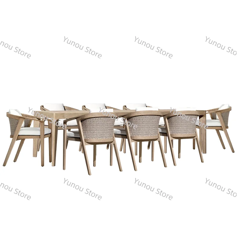 

Tables and Chairs, Courtyard Villas, Garden Terraces, Anti-corrosion Wooden Tables, Solid Wood Rattan Woven Teak