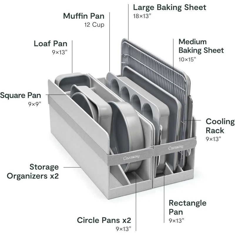 Caraway Nonstick Ceramic Bakeware Set (11 Pieces) - Baking Sheets, Assorted Baking Pans, Cooling Rack, & Storage 3