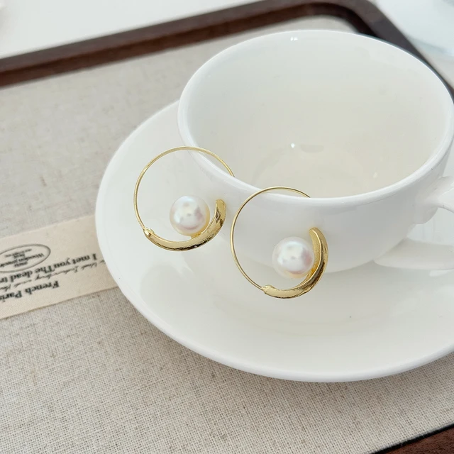 86957-4186db.jpg Boucles d'oreilles françaises avec perles artificielles circulaires simples, Niche, Style haut de gamme, boucles d'oreilles polyvalentes