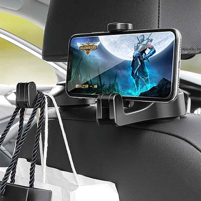 Car Hook 2 In 1 Car Headrest Hooks Phone Holder Seat Back Organizer