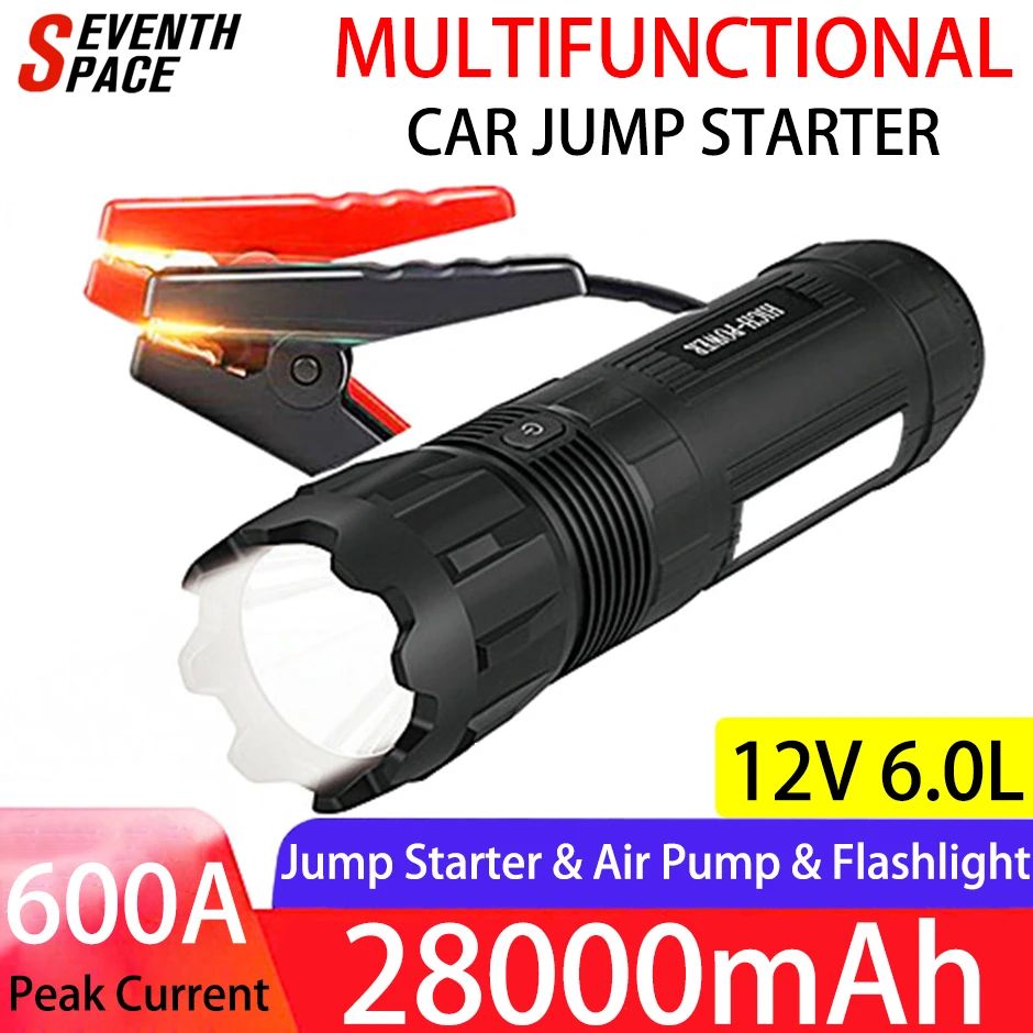 Multifunction Car Jump Starter With Flashlight 28000mAh Emergency