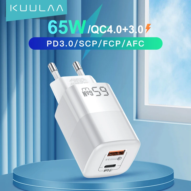 KUULAA 65W GaN Charger Quick Charge Type C PD USB Charger