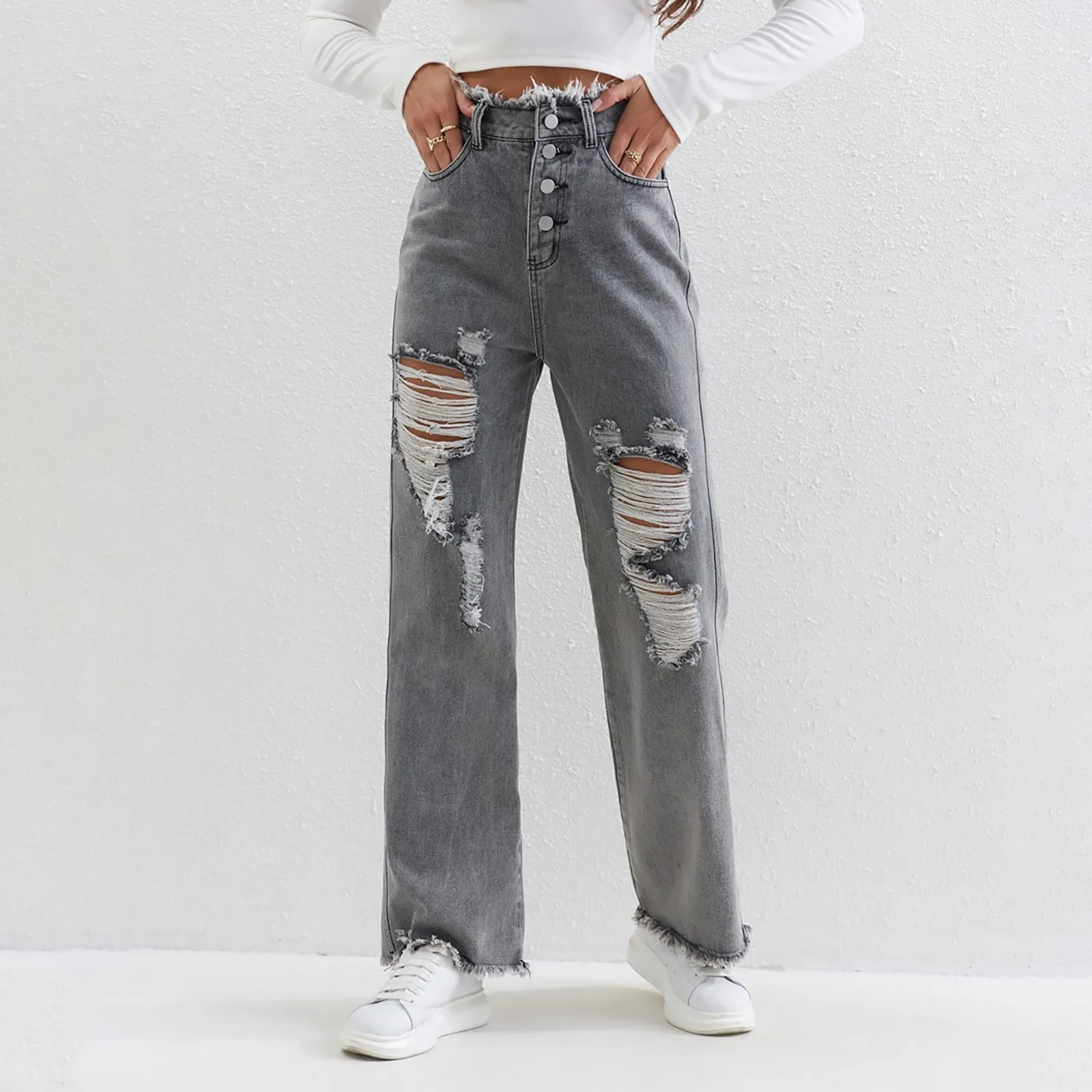 Jeans Da Donna Boyfriend Jeans High Pro Jeans A Gamba Larga Donna Jeans Blu Taglia Xs A 2Xl Pantaloni Da Dormitorio Perfetti