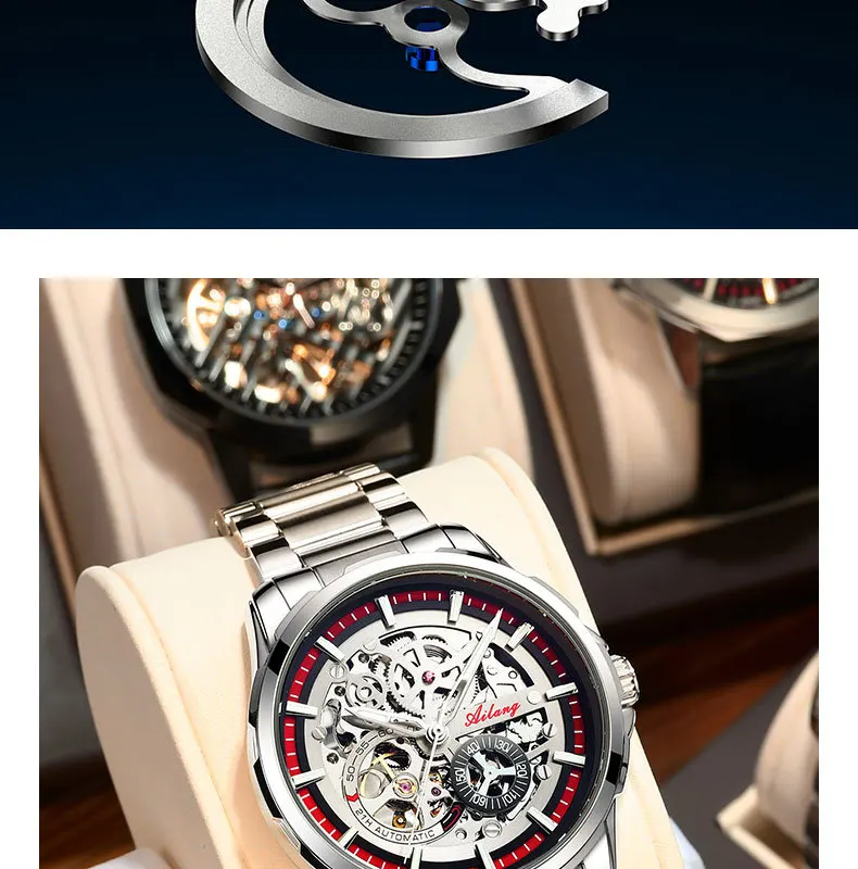 AILANG Men's Fashion Hollow Mechanical Watch High Quality Leather Waterproof Fully Automatic Tourbillon Watches Men's Clock_voghion.com