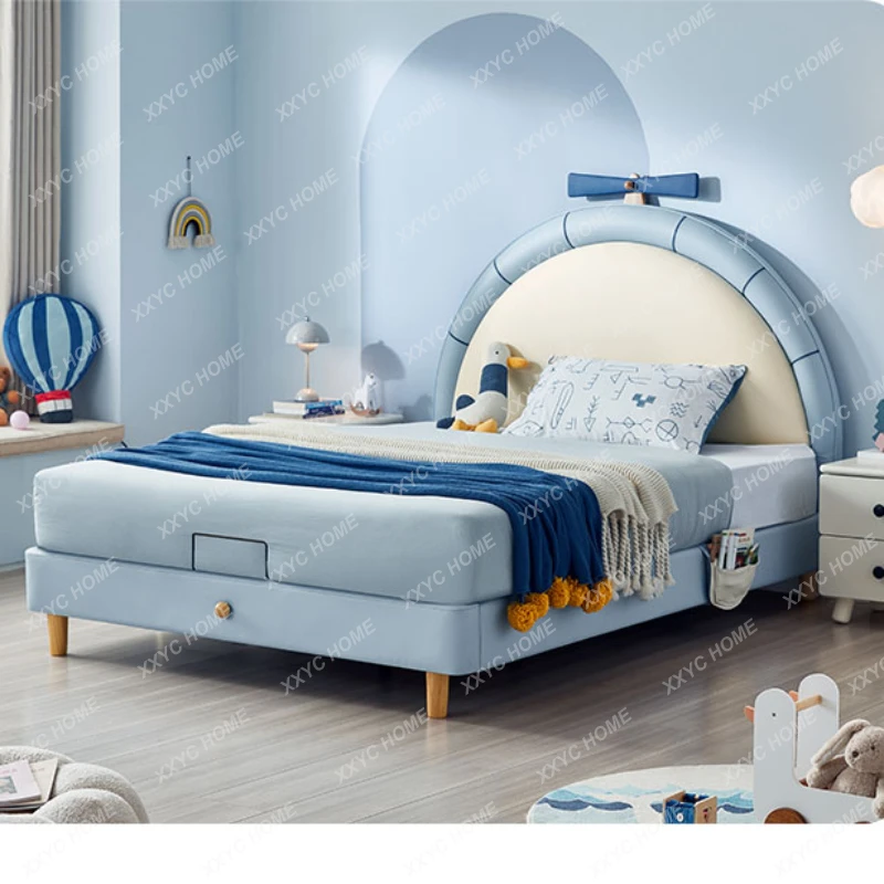 

Solid Wood Children 1.5 Boys Light Luxury Soft Bag Leather Bed