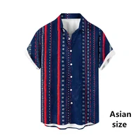 Vintage Striped 3D Print Men Hawaiian Shirts Casual Fashion Lapel Button Short Sleeves Shirt Oversized Summer Unisex Blouse Tops 2