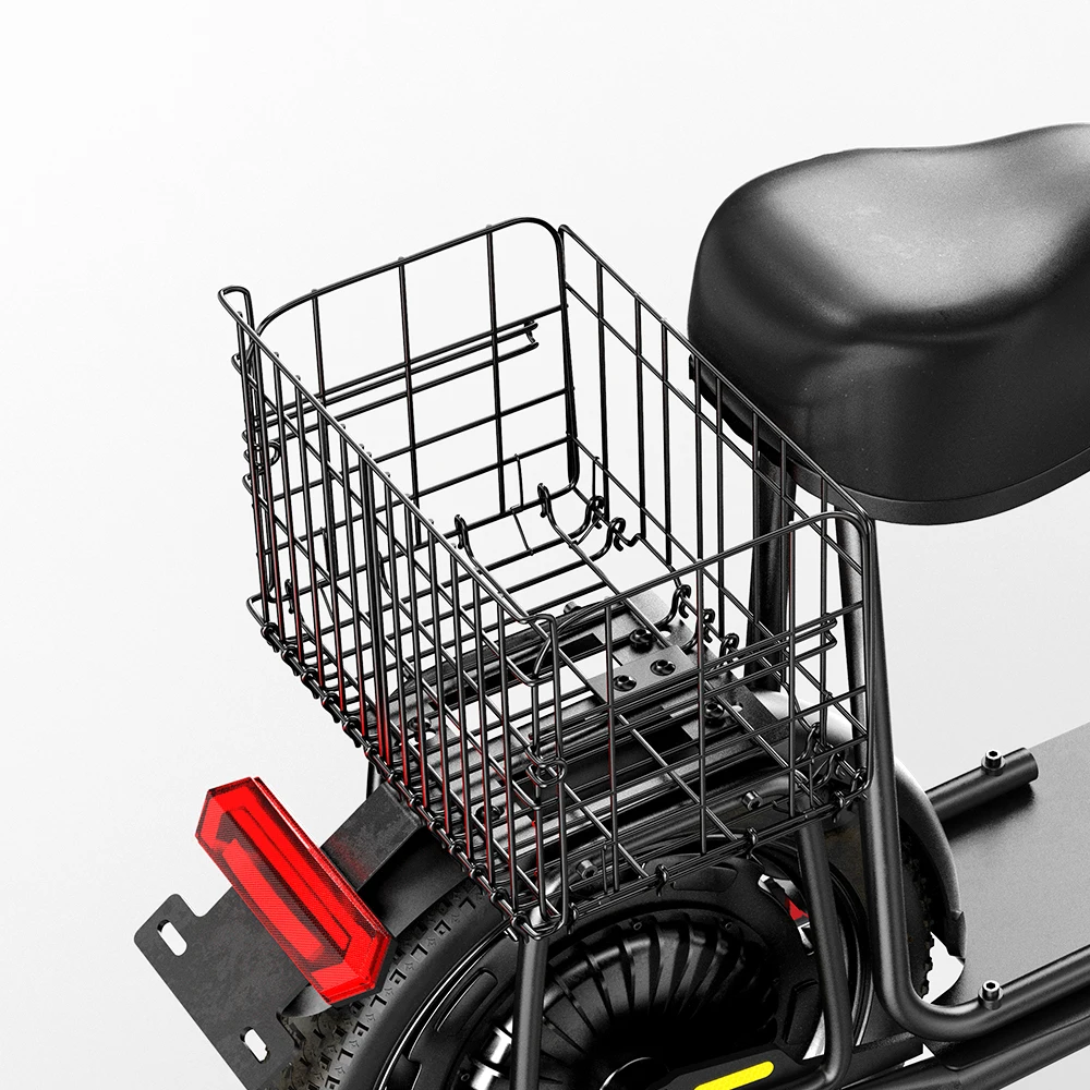 Monopattino Elettrico iScooter F7 con Motore da 1000W, Pneumatici Gonfiabili Fat da 16x3.0", 48V 10.4Ah, 45km/h, con Sedile, Cestino e Freno a Disco, Nero - immagine 4