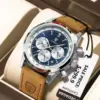 POEDAGAR High Quality Luxury Men Watch Military Waterproof Luminous Chronograph Date Man Wristwatch Leather Quartz Men's Watches 1