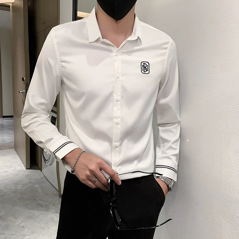 

High-end Long-sleeved Men's Shirts Spring and Autumn Fashion Slim Korean Version of The Top Men's Party Lapel Men's Clothing