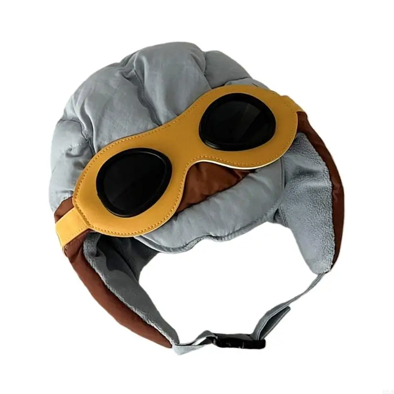 Kleinkind-Pilotenmütze, winddicht, Ohrschutz, Schutzbrille, Piloten-Charm, Kostümzubehör, kaltes Wetter, Nylon, verstellbarer – Detail 7