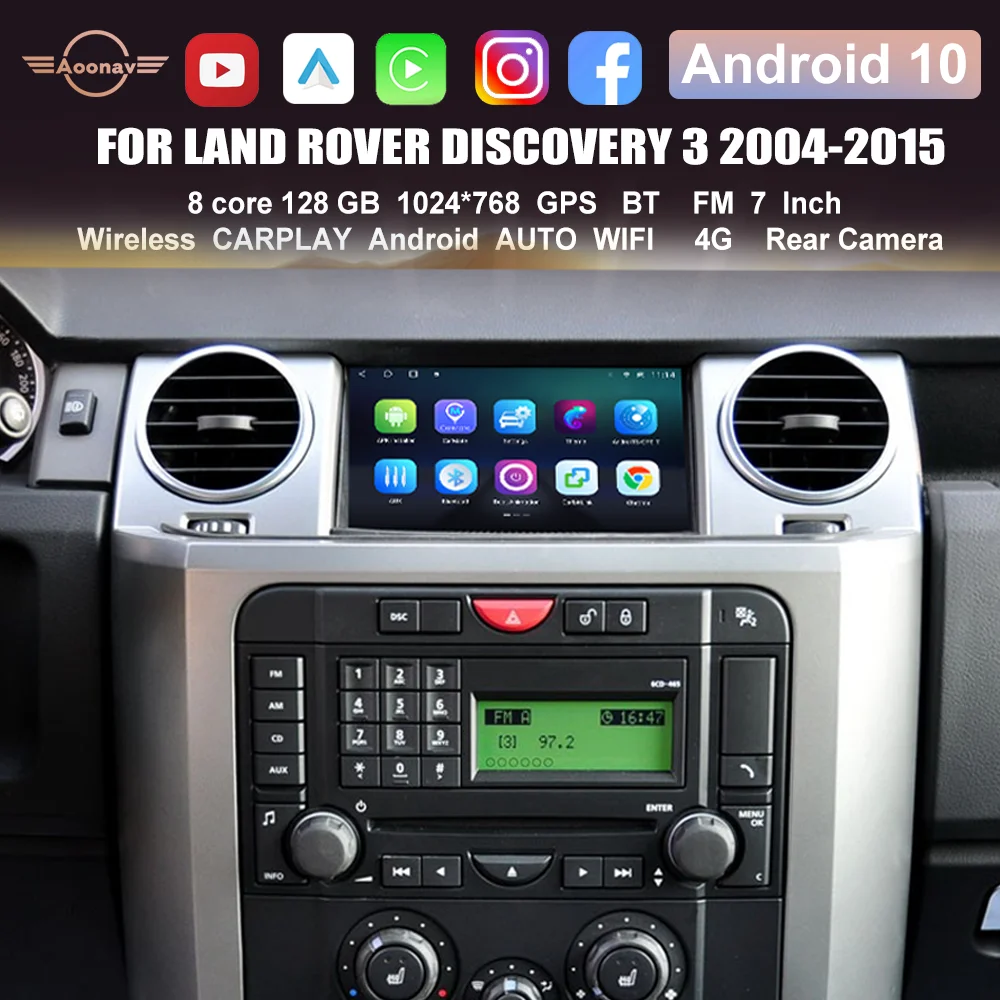 

Автомобильный радиоприемник 128G Android для Land Rover Discovery 3 LR3 L319 2004-2019 стерео Мультимедийный сенсорный экран GPS-навигация головное устройство