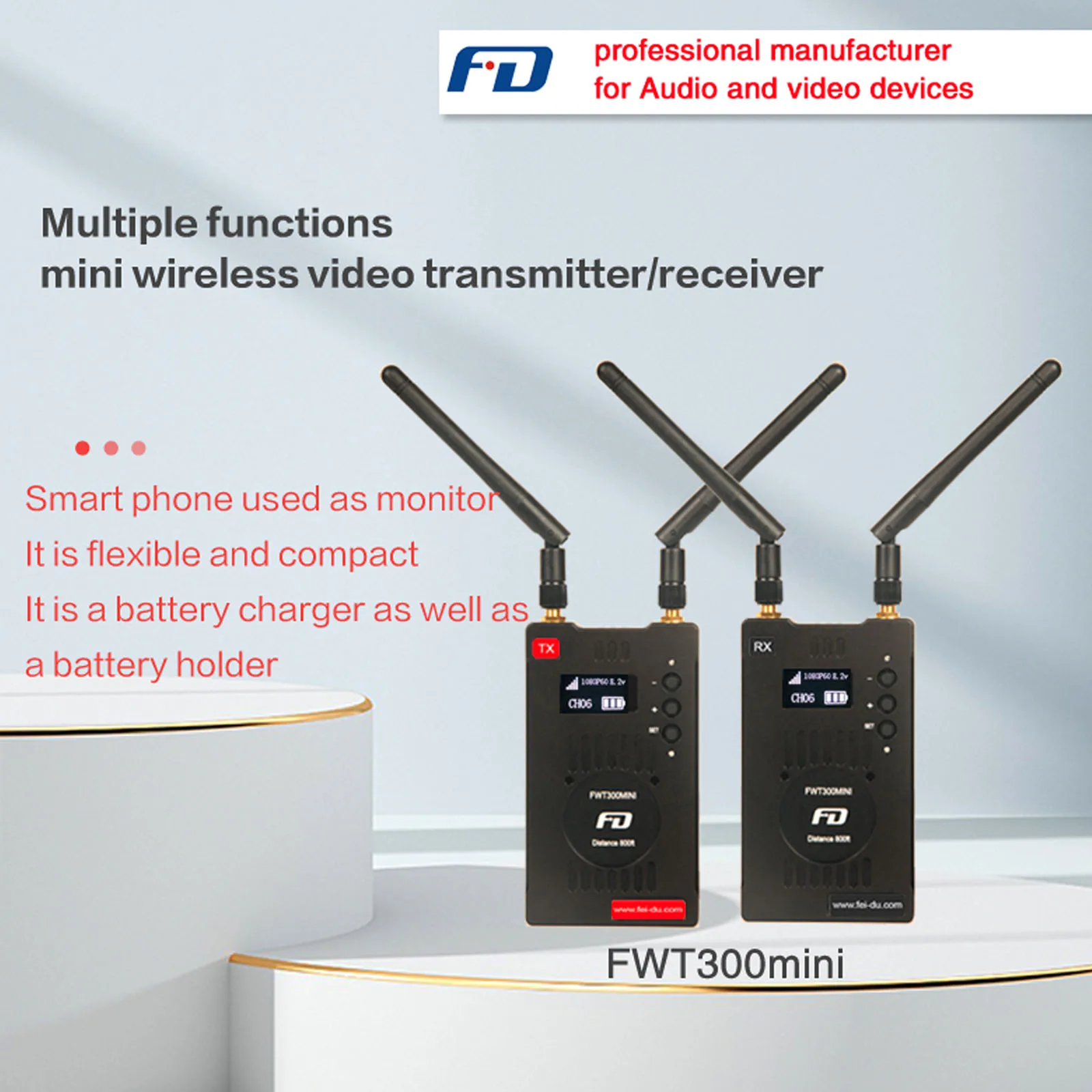 

FWT300mini Wireless Video Transmitter Multi-Function Mini Wireless Video Transmission Transmitter/ Receiver