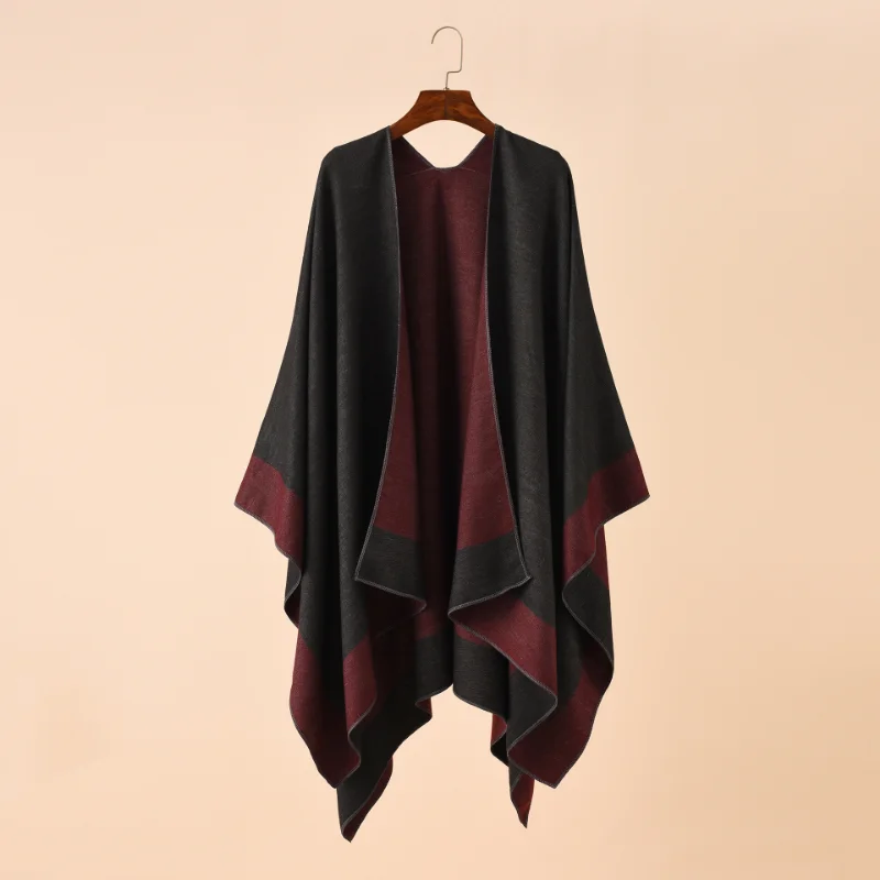 2023 Spring  Autumn Solid Color European  American Travel Shopping New Women Warm Big Shawl Sunscreen Black Red Scarf New