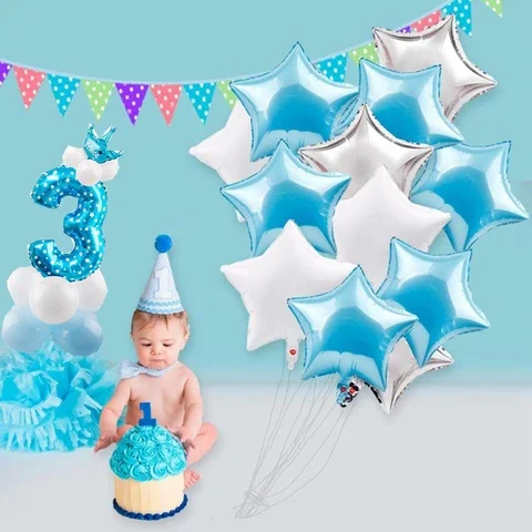 

3rd Birthday Balloon Party Decoration 3 Years Old Blue Boy Number Balloons Foil Helium Balloon Party Supplies Birthday Deco Girl