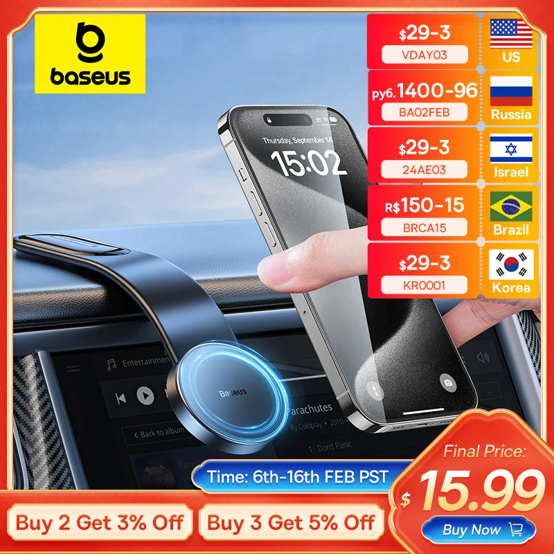 Baseus Magnetic Car Mobile Phone iPhone Holder Easy Paste Mount