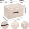Foldable Cotton Linen Fabric Storage Box Large Capacity Clothes Storage Basket Toys Organizer with Lid for Home Bedroom Closet 3