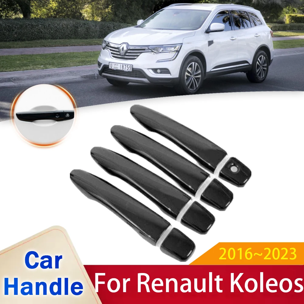 For Renault Koleos HC Samsung QM6 2016 2017 2018 2019 2020 2021 2022 2023  Gloss Black Door Handle Cover Stickers Car Accessories