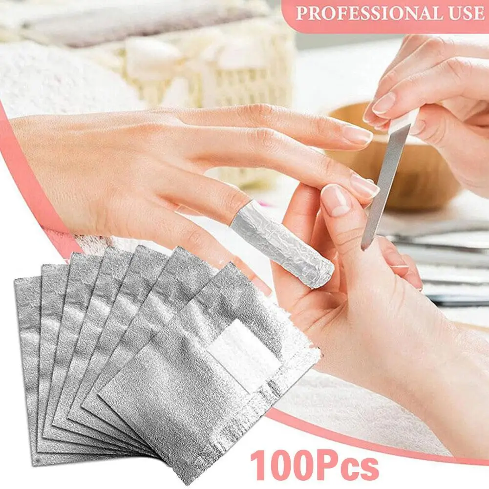 

100Pcs/Bag Aluminium Foil Nail Art Soak Off Polish Nail Removal Wraps Nail Towel Acrylic Gel Polish Remover Manicure Tool