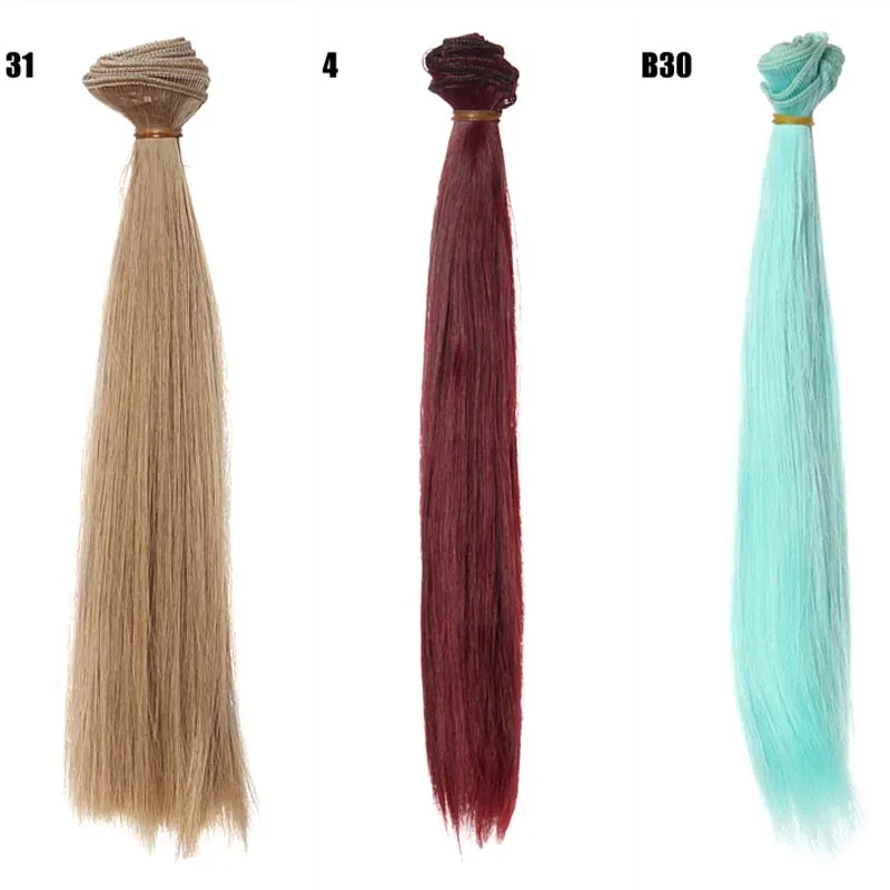 25cm*100CM Doll Wigs/hair Refires Bjd Hair Black Gold Brown Green Straight Wig Thick Hair For 1/3 1/4 BJD Diy toy wigs doll wigs doll accessories doll wig headgear