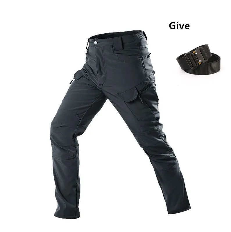 thumbnail image 1 of Pantalones de carga IX7 IX9 para hombre, pantalón táctico para caminar, entrenamiento táctico, piel de tiburón, carcasa suave, resistente al viento, impermeable, de felpa gruesa, 1 of 5