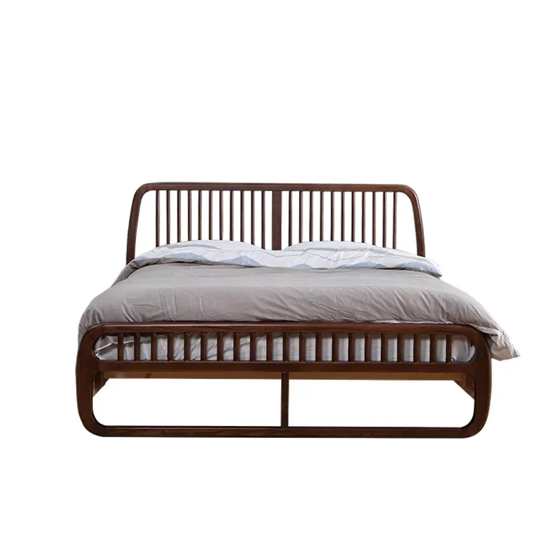 

Nordic Solid Wood Bed 1.8 M White Wax Wood Wedding /Simple Personality Creative Bed Double Bed