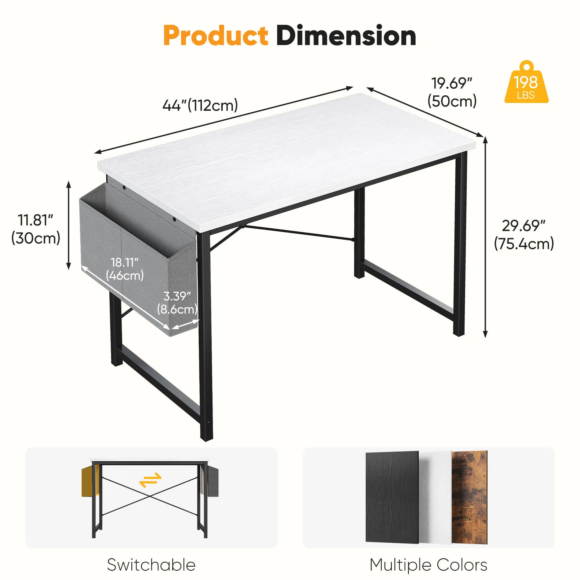 JHK 31IN to 55IN Computer Office Desk Writing Study Office Gaming Table with Sto