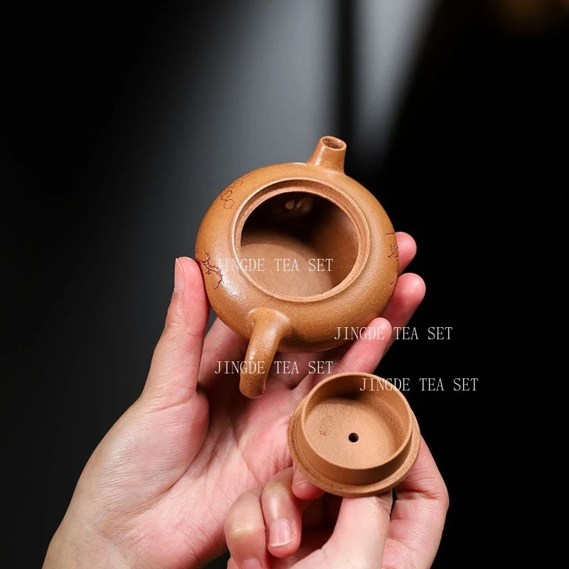 90ml Yixing Small Capacity Purple Clay Teapot Small Loquat Pot Cap Push Ball Hole Teapot Household Chinese Style Tea Pot
