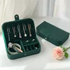 2025 Portable Jewelry Box Jewelry Organizer Display Travel Jewelry Case Boxes Button Leather Storage Chenille Jewelers Joyero 4