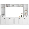 Entertainment Wall Unit Set with Bridge,  TV Stand Console Table with Adjustable Shelves for TVs Up to 75”, Large Media Console 5