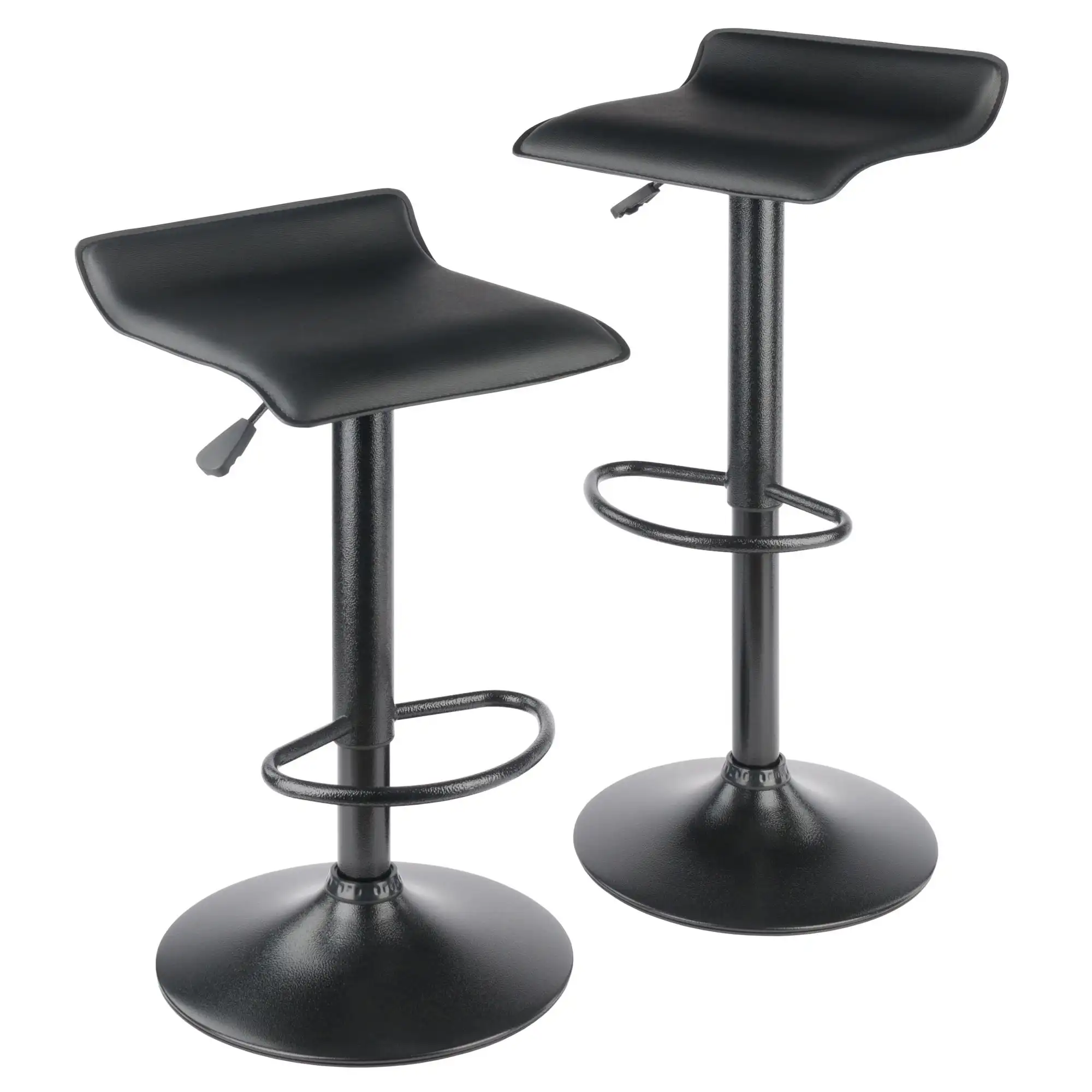 

Winsome Wood Obsidian 2-Pc Adjustable Swivel Stool Set, Black Finish 360 Degree Swivel Seat Air Lift Adjustable Stools