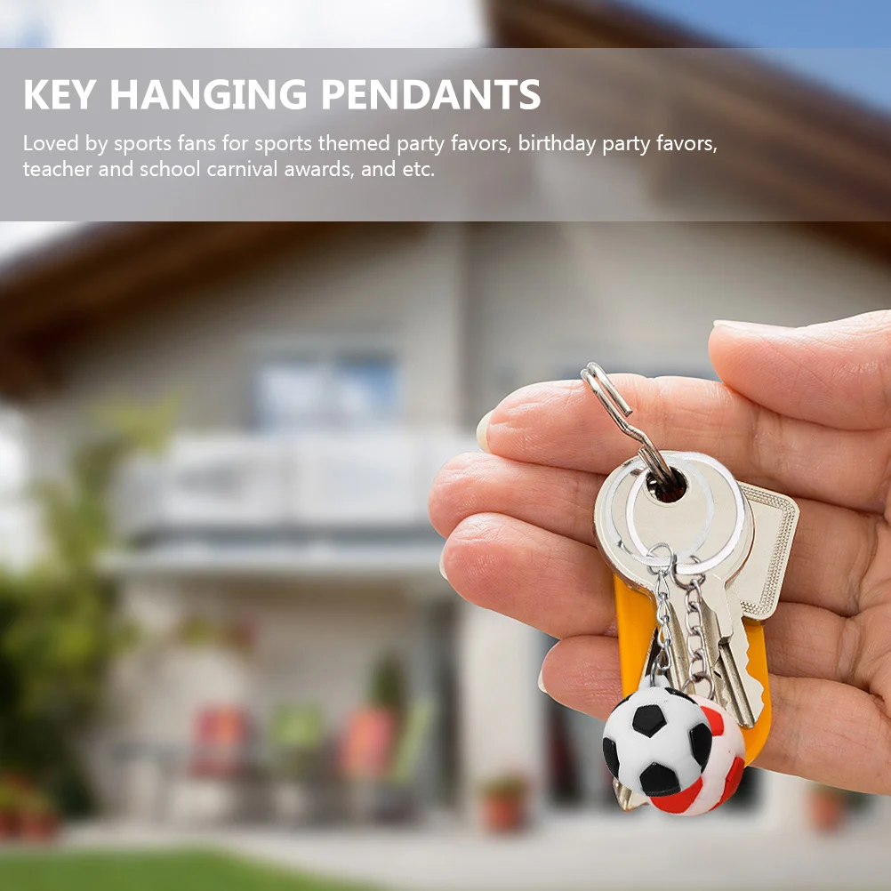 40 Pcs Keychain Simulation Football Pendant During Gift Hanging Decoration Sports Charm Durings Metal Model