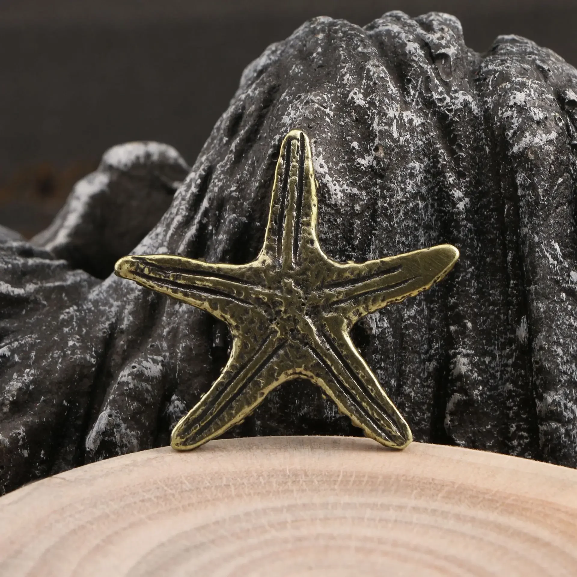 Solid Brass Sea Animal Starfish Miniature Ornament Cute Star Shape Ocean Lives Sculpture Home Decorate Vintage Crafts Desk Decor