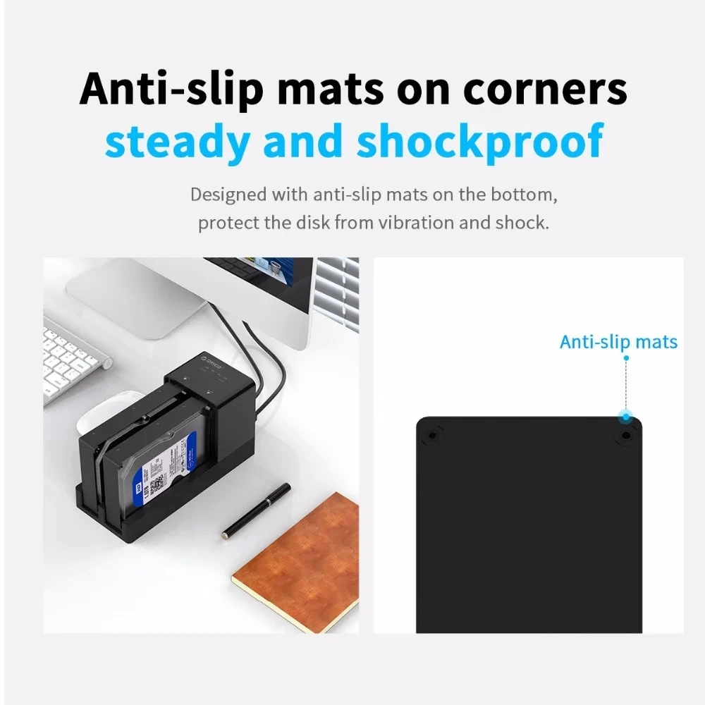 ORICO 2베이 2.5/3.5인치 HDD 도킹 스테이션, 오프라인 클론 기능 탑재 SATA to USB 3.0 하드 드라이브 인클로저 (2.5/3.5인치 하드 드라이브 케이스용)