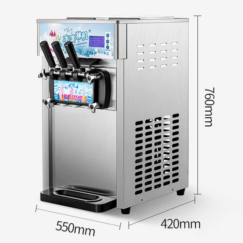 

Soft Ice Cream Maker Commercial Automatic Three Flavors Stainless Steel Freeze Equipments 220V/110V Cold Drink Cone Machine