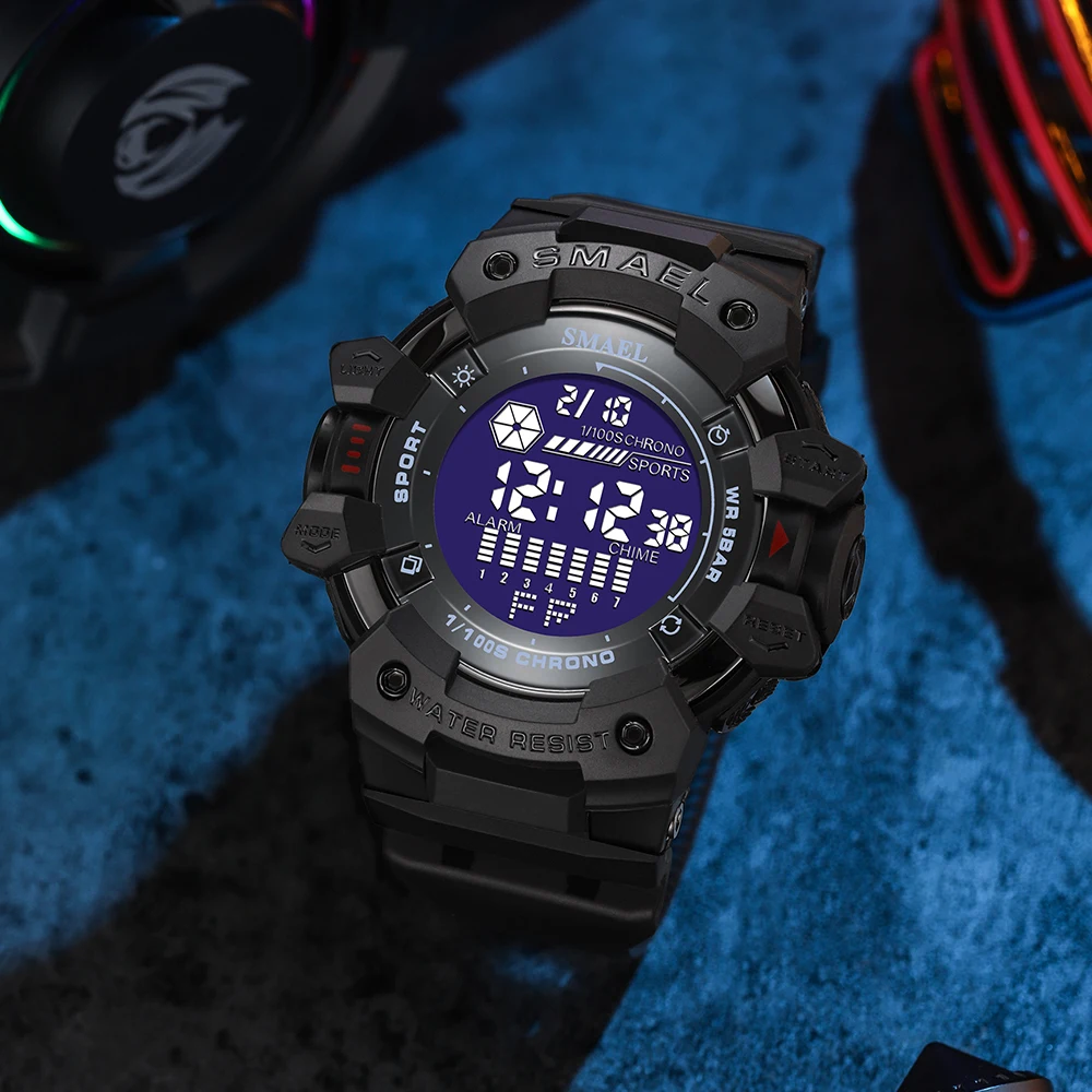 Orologio Digitale Sportivo Militare Uomo 50M Impermeabile - Multifunzione Con Retroilluminazione Blu
