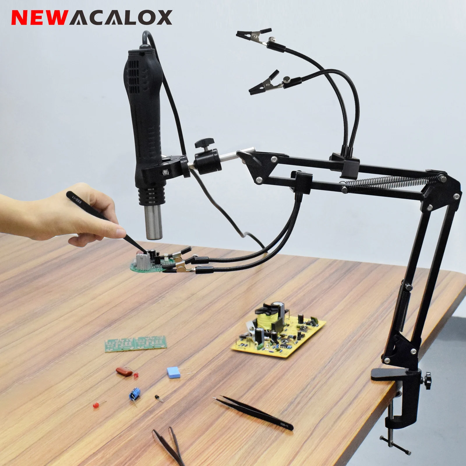 Newacalox Soldering Third Hand Adjustable Heat Gun Frame Pcb Holder